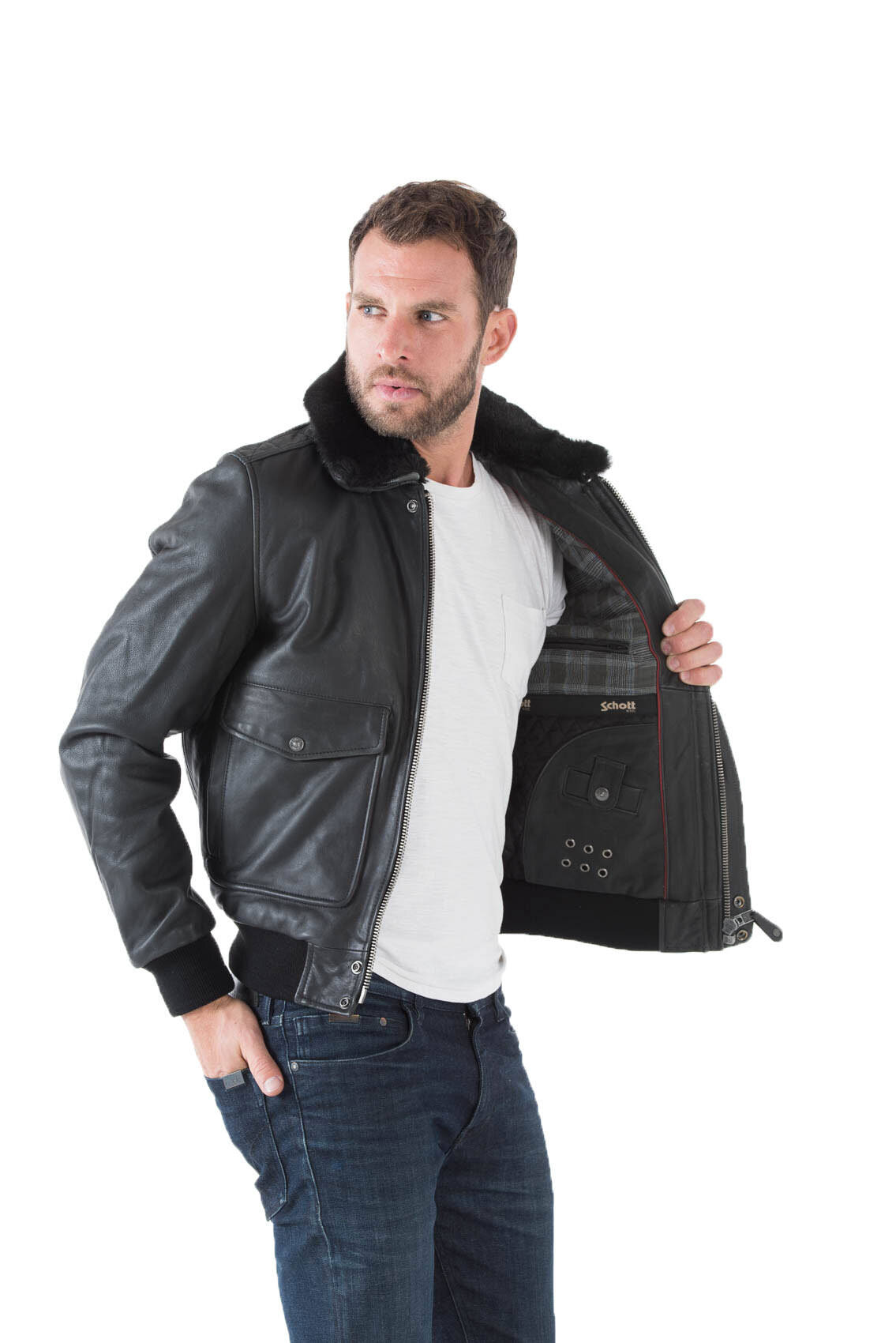 Schwarze lederjacke schott
