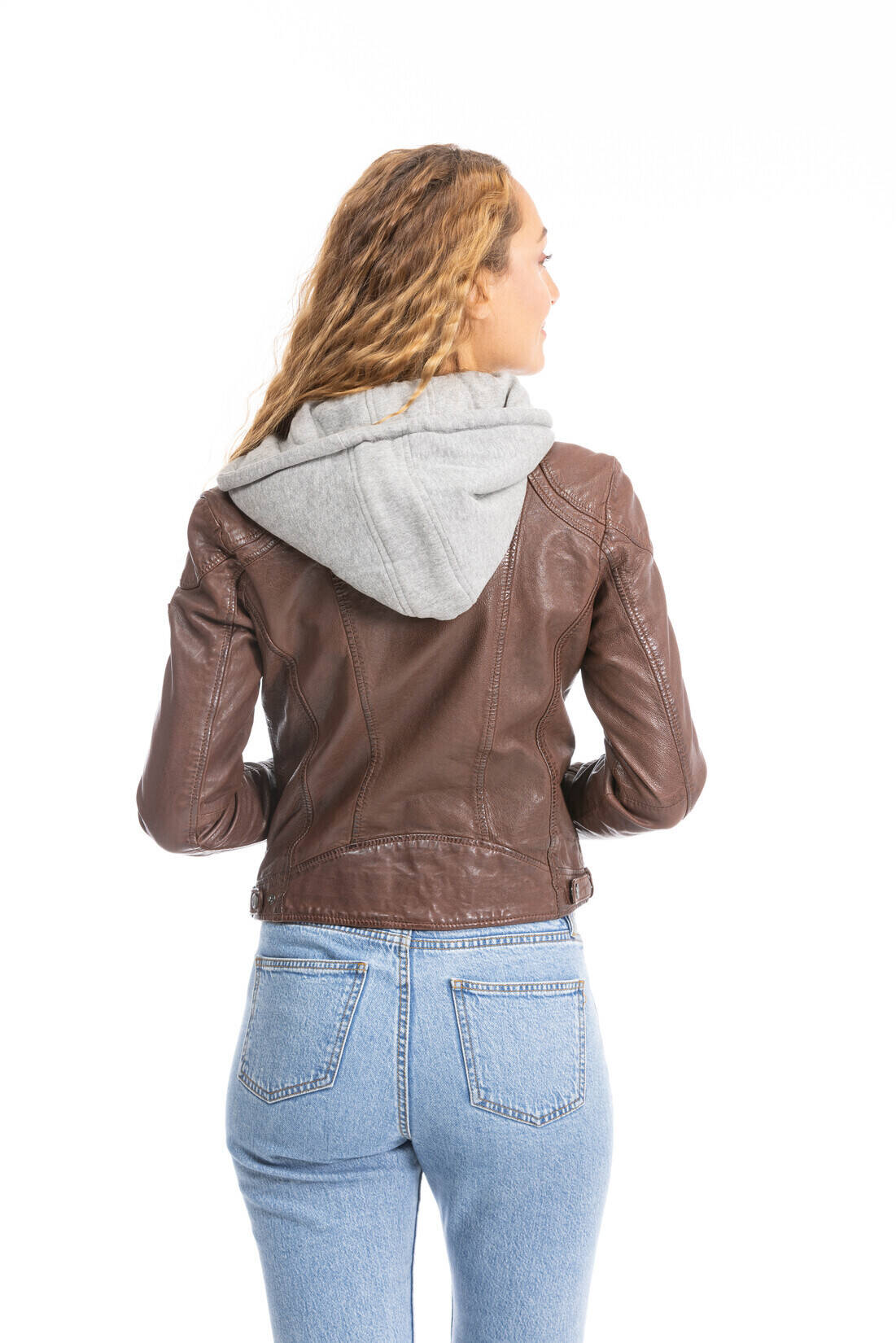 blouson cuir � capuche noisette anni (5)