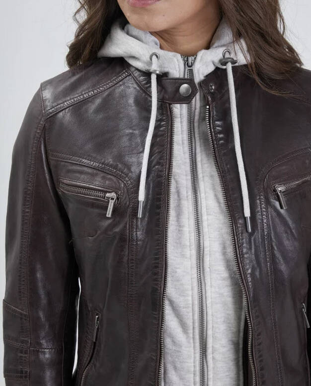 blouson cuir femme � capuche rose garden 102124 (9)