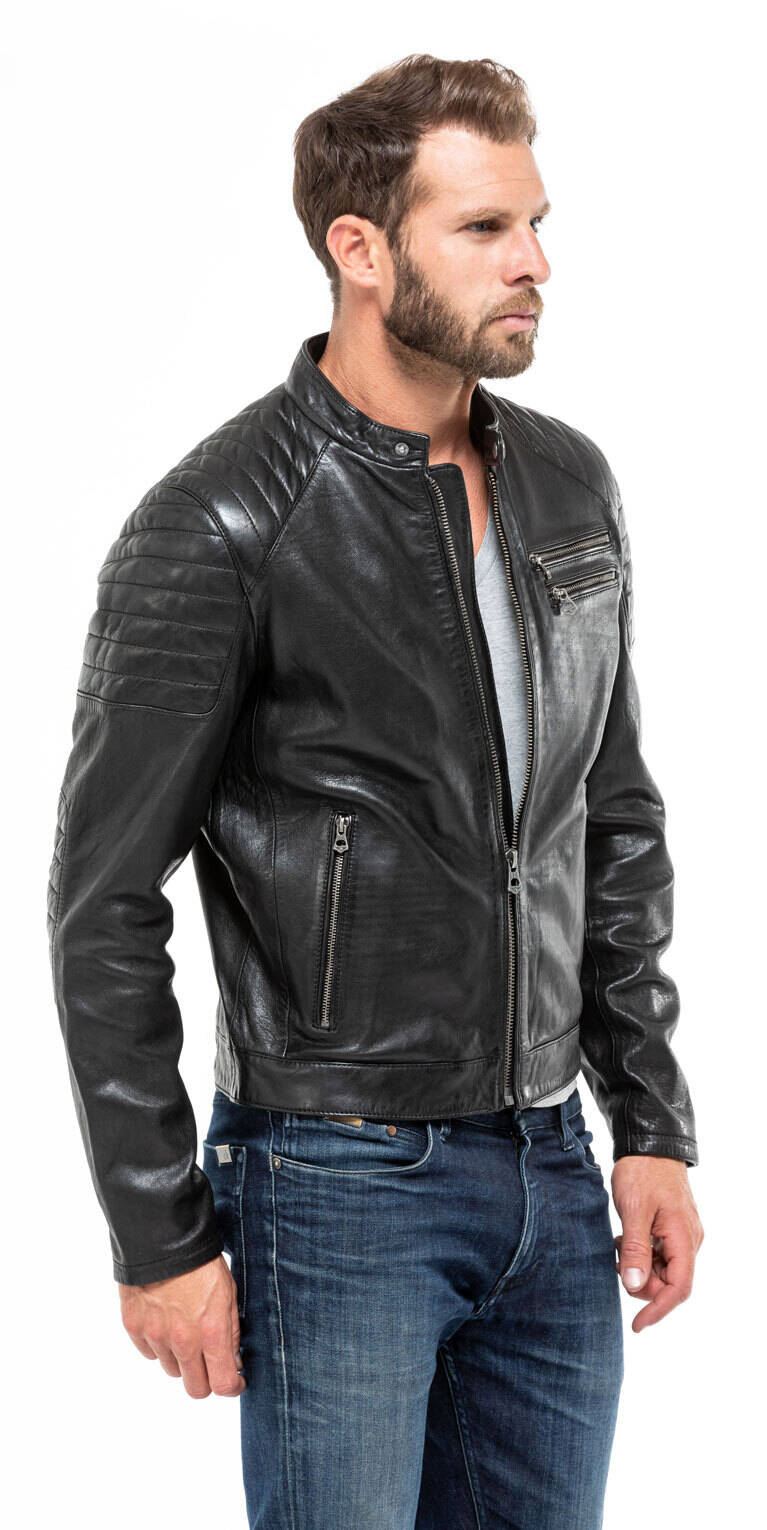 blouson cuir homme 101036 daytona style motard agneau noir mannequin (4)