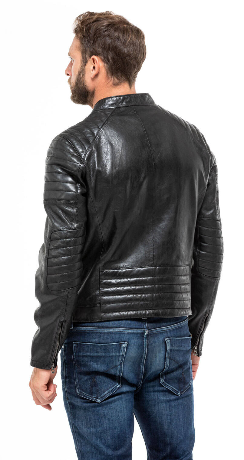 blouson cuir homme 101036 daytona style motard agneau noir mannequin (6)