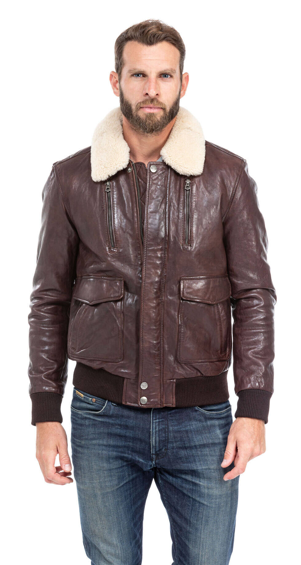 Braune lederjacke fell