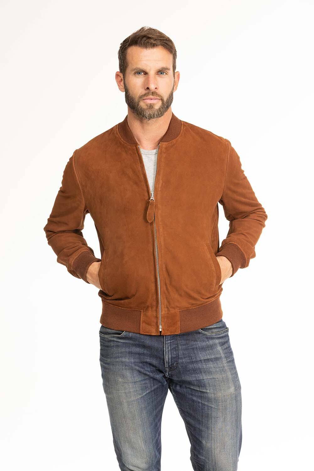 blouson cuir homme aspect peau cognac schott lc 300 (7)