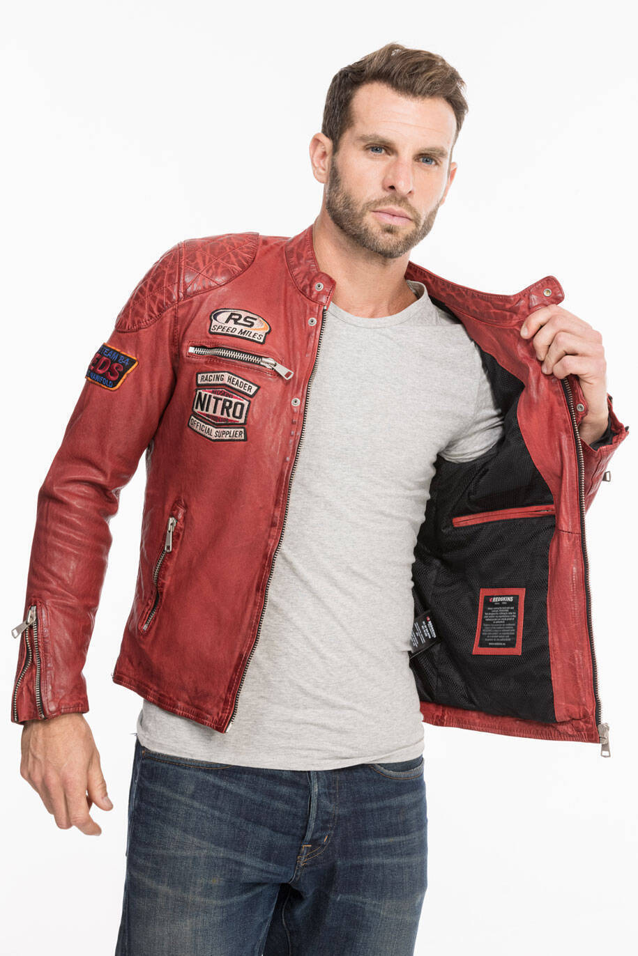 blouson cuir homme redkins rouge r�f 132 (10)