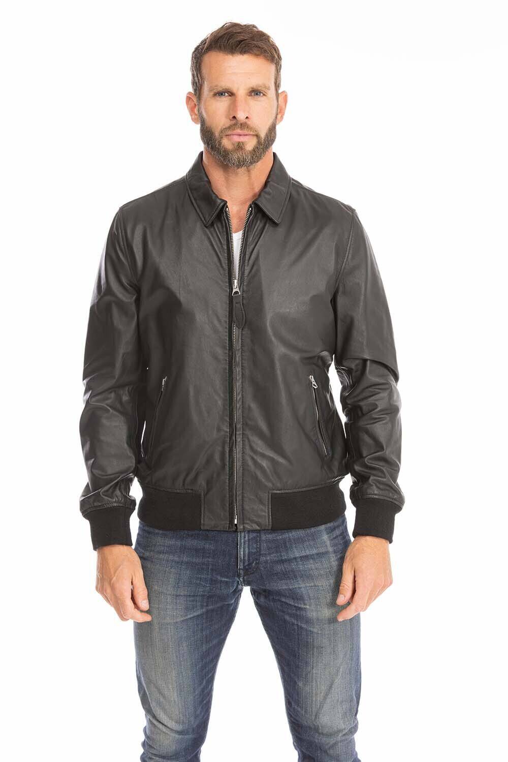 blouson cuir homme schott noir lc yales style pilote (1)