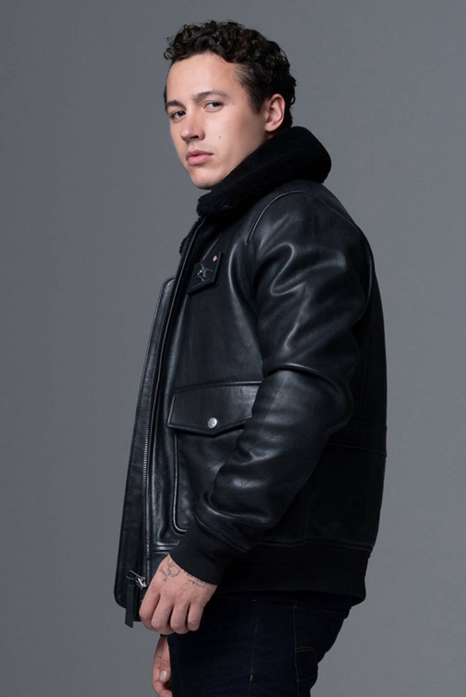 blouson cuir pilote armee de l'air et de l'espace pilot atlas noir  (5)