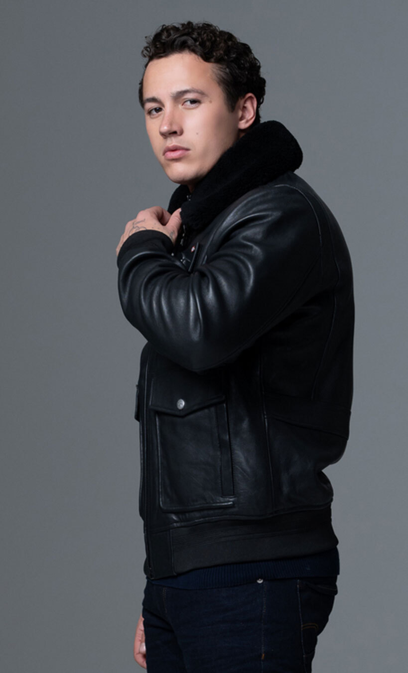 blouson cuir pilote armee de l'air et de l'espace pilot atlas noir  (6)