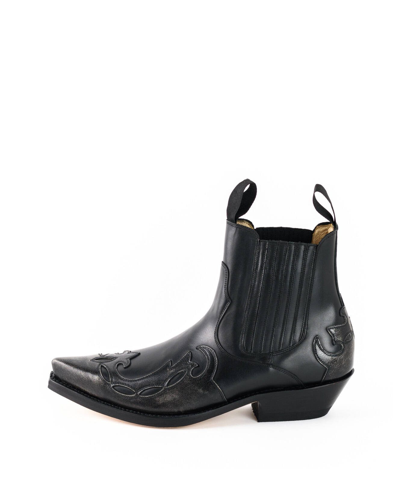 bottines cuir mayura cowboy milanelo bone pull oil negro réf 130 (4)