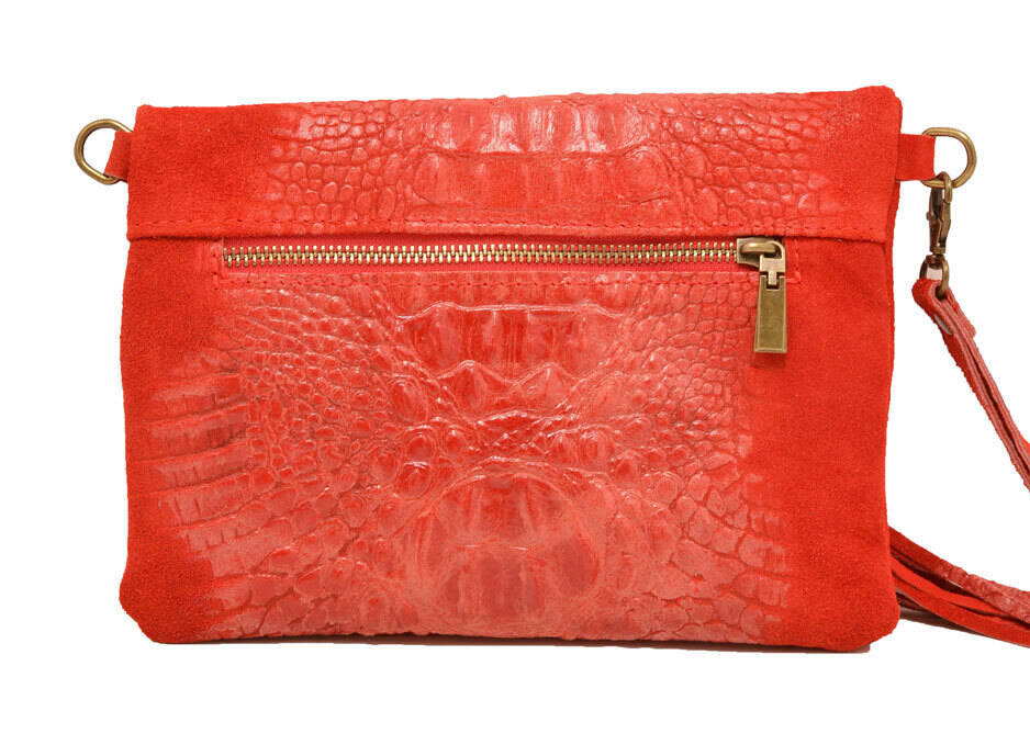 Pochette cuir vachette rouge tecla sac cuir dos