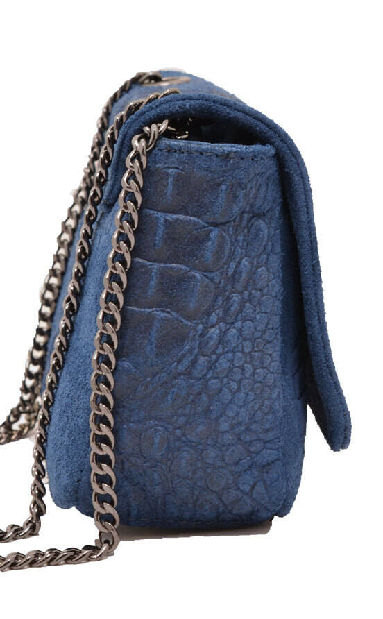 Sac cuir femme bleu jeans MIRANDA biais