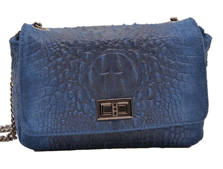 Sac cuir femme bleu jeans MIRANDA face