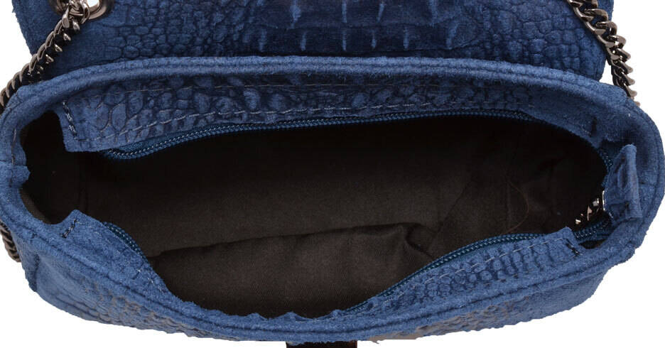 Sac cuir femme bleu jeans MIRANDA ouvert