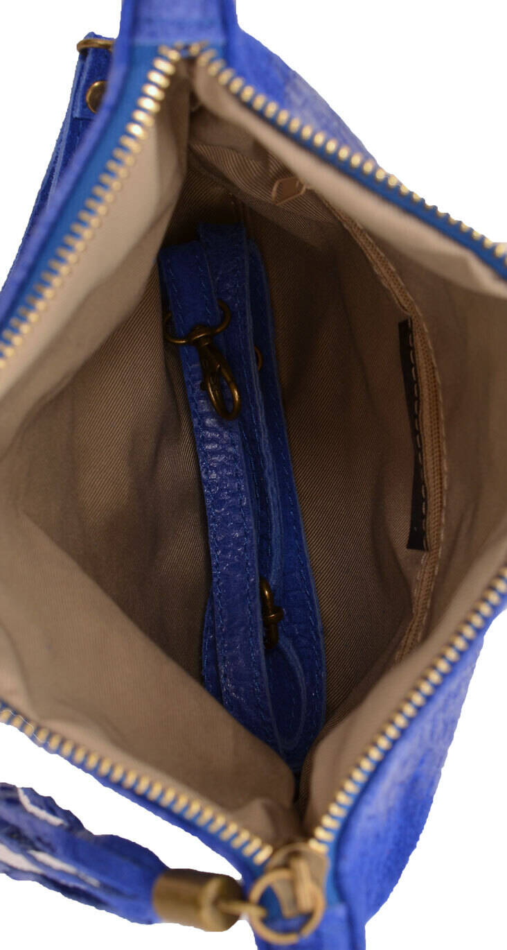 Sac cuir femme vachette pochette cuir tecla bluette  doublure