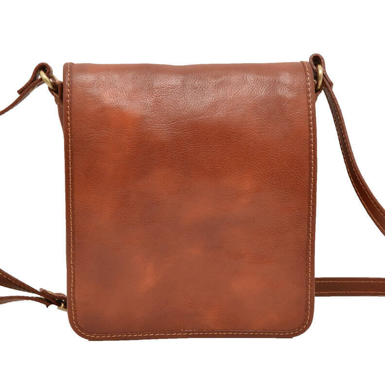 Sacoche cuir vachette marron clair milano face