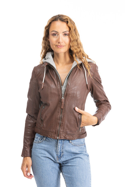 blouson cuir � capuche noisette anni (1)