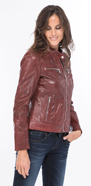 blouson cuir femme agneau rouge 101122 style motard (3)