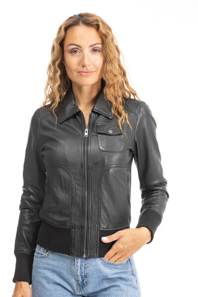 blouson cuir femme noir 64605 (6)