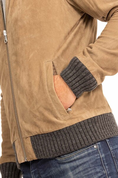 blouson cuir homme aspect peau marron clair 64331 (10)