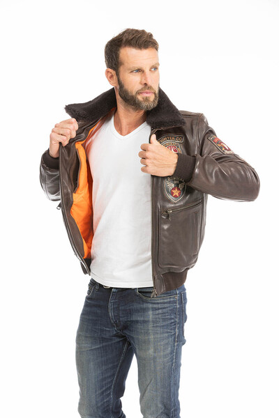 blouson cuir homme marron avia style pilote aviateur (7)