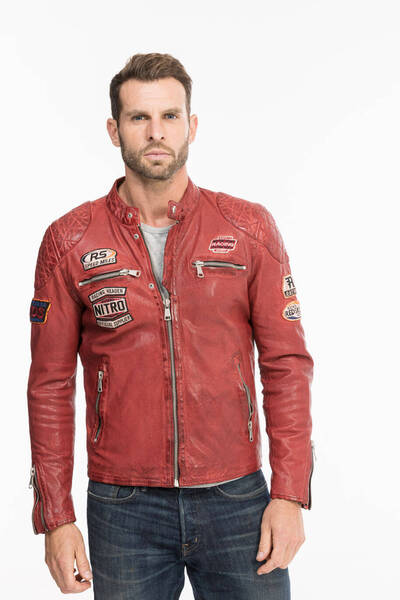 blouson cuir homme redkins rouge r�f 132 (4)