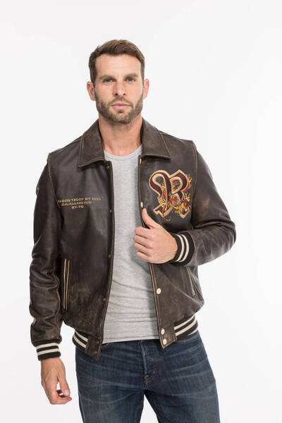 blouson cuir homme redskins marron r�f 134 dragon (12)