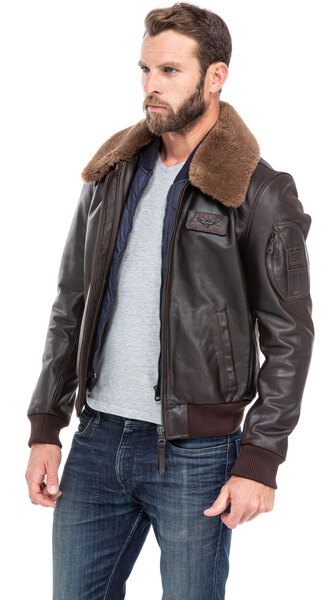 blouson cuir homme vachette marron 98 redskins style pilote (2)