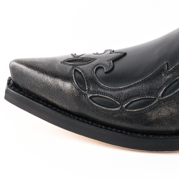 bottines cuir mayura cowboy milanelo bone pull oil negro réf 130 (9)