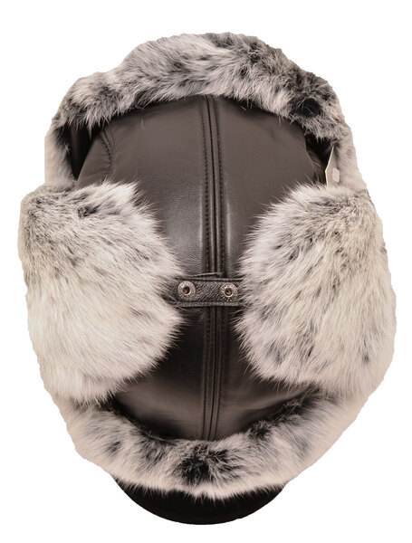 chapka cuir + fourrure lapin noir gris argenté emil (4)