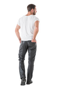 Pantalon cuir homme vachette noir coupe 501 TROUSER 7