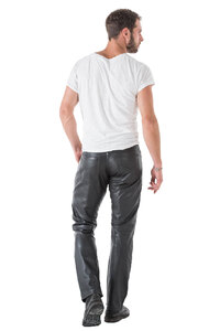 Pantalon cuir homme vachette noir coupe 501 TROUSER 8