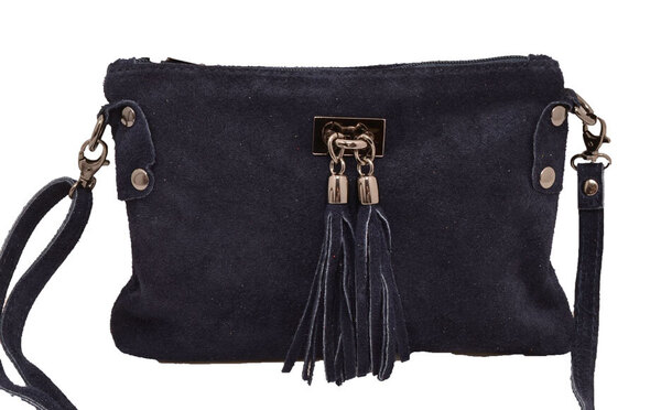 Pochette cuir vachette bleu navy tianna sac cuir detail