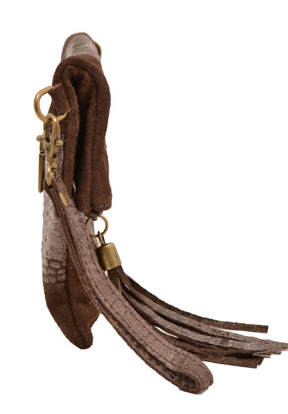 Pochette cuir vachette dark brown tecla biais