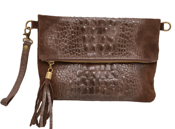 Pochette cuir vachette dark brown tecla face