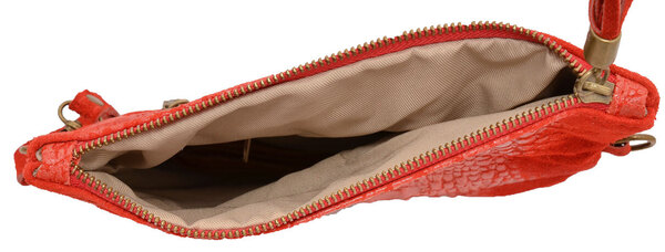 Pochette cuir vachette rouge tecla sac cuir doublure