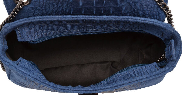 Sac cuir femme bleu jeans MIRANDA ouvert