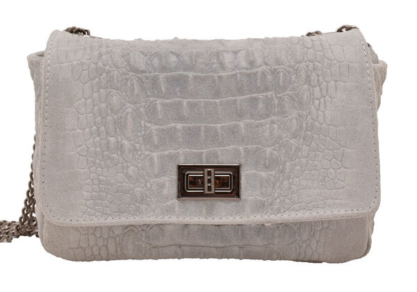 Sac cuir femme gris clair MIRANDA face