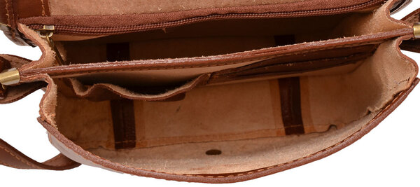 Sacoche cuir vachette marron clair milano doublure