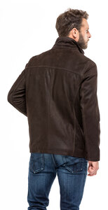 Veste cuir homme aspect nubuck 100965 bis marron demi longueur mannequin (4)