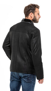 veste mouton homme noir 1610 chaud peaux retournées mannequin (4)