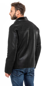 veste mouton homme noir 1610 chaud peaux retournées mannequin (5)