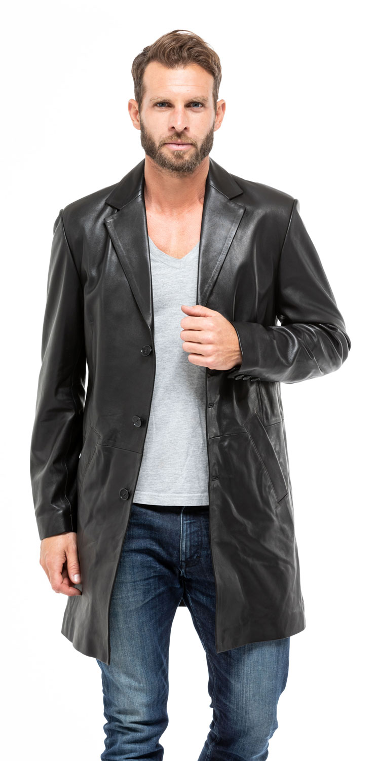 Veste blazer longue 2160 agneau noir manteau classique mannequin (8)