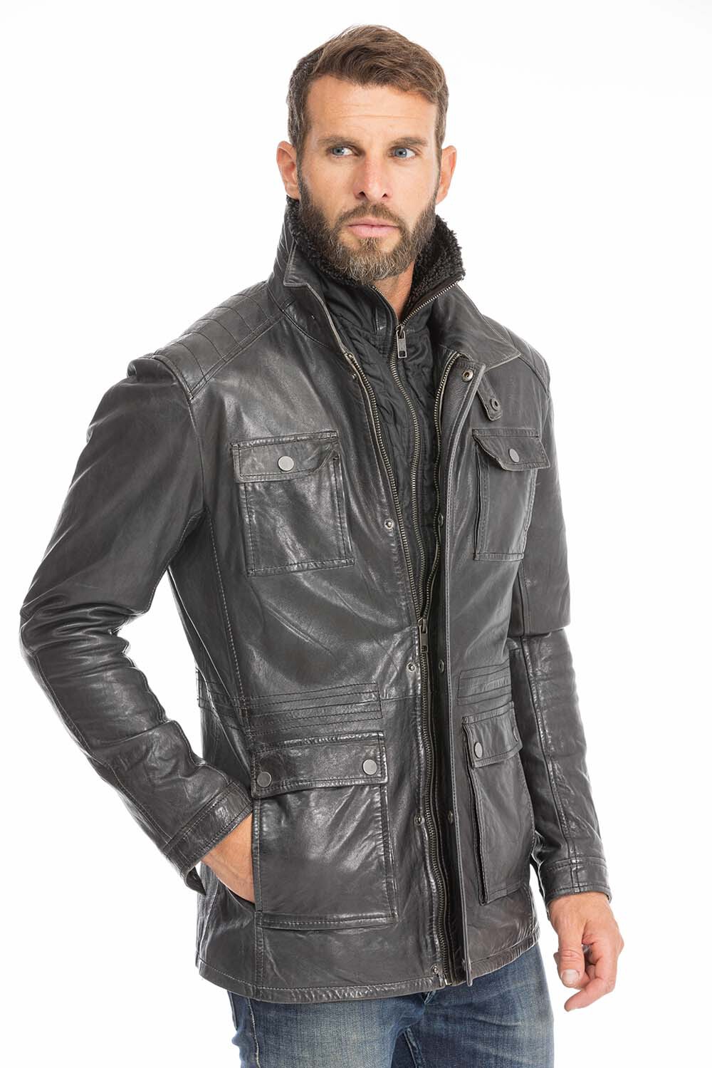 veste cuir homme hiver noir 14654 (12)